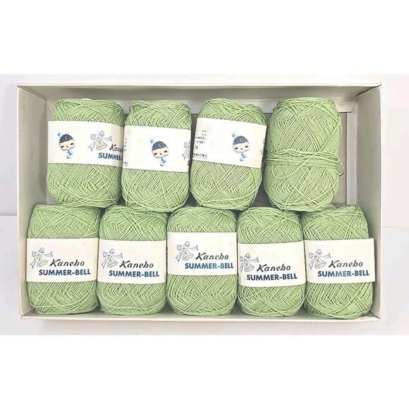 Kanebo Summer Bell Knitting Yarn Thread Color #343 Lt Green Lot of 9 U326 - Picture 1 of 10